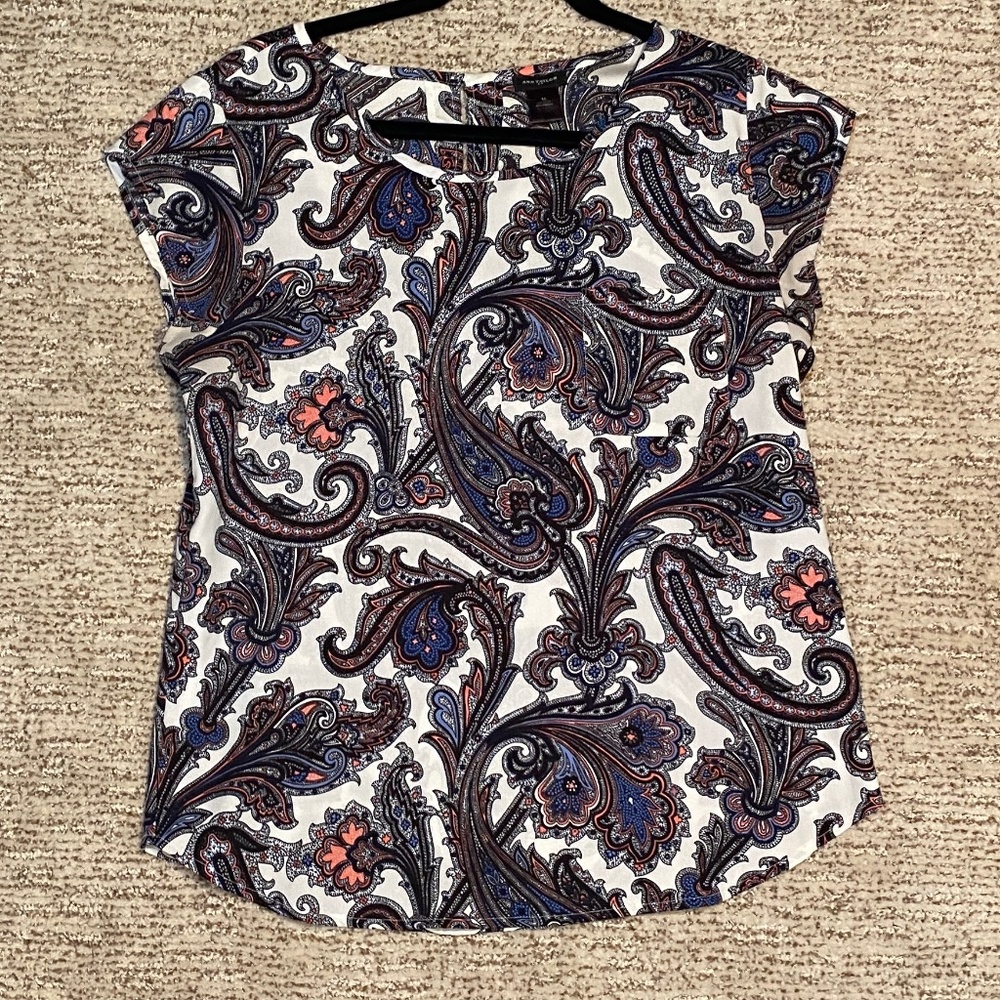 Ann Taylor Paisley Print Professional Short Sleeved Top